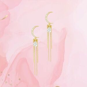 Long Moon Earrings 14k laminated gold